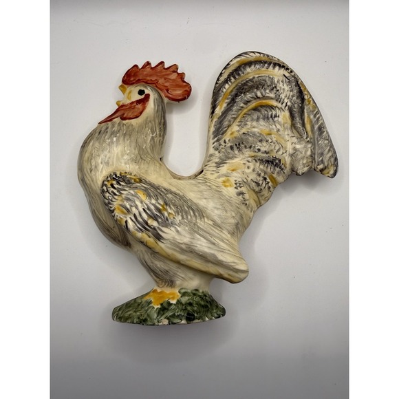 The Unbranded Brand Other - Vintage Rooster Planter Colorful Details MCM Natural Potteries